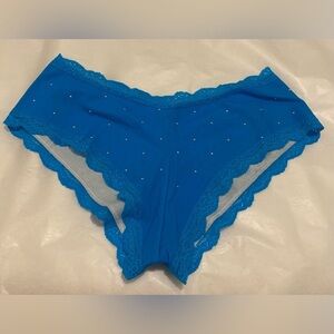 Victoria’s Secret Pink Blue Studded Cheekiest Hipster Size L New Without Tag